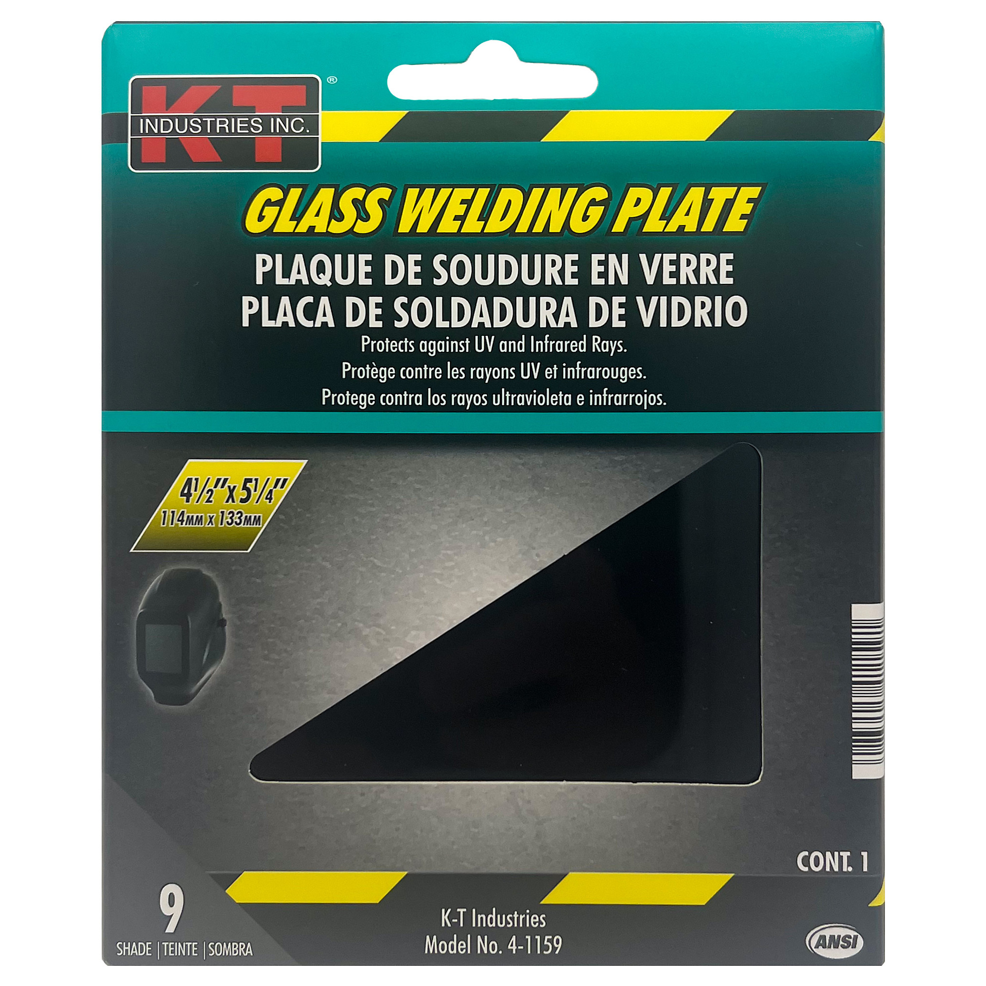K-T Industries Welding Plate — 4.5in. x 5.25in., Shade 9, Model# 4-1159